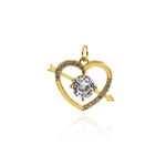 Fine Zircon Arrow And Heart-Shaped Necklace Pendant, Romantic Anniversary Gift For Wife  22x16.5x5.5mm
