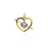 Fine Zircon Arrow And Heart-Shaped Necklace Pendant, Romantic Anniversary Gift For Wife  22x16.5x5.5mm
