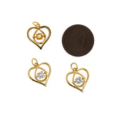 Plating real gold Heart shaped Zircon Charms,DIY Handmade material accessories Charm Pendant  15.5x14.5x5mm