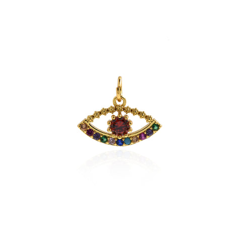 Evil Eye Pendant, Micropavé CZ Evil Eye Necklace, Eye Charm, Rhinestone Necklace, DIY Jewelry Accessories  16.5x10mm