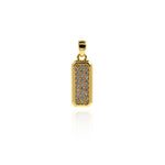 Micropavé CZ Rectangular Necklace, Bar Necklace, Rectangular Pendant, DIY Jewelry Accessories  19x7.5mm