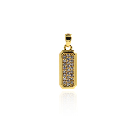 Micropavé CZ Rectangular Necklace, Bar Necklace, Rectangular Pendant, DIY Jewelry Accessories  19x7.5mm