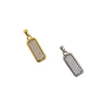 Micropavé CZ Rectangular Necklace, Bar Necklace, Rectangular Pendant, DIY Jewelry Accessories  19x7.5mm