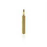 Exquisite 18K Gold Filled Bar Pendant, Micropavé CZ Rectangular Pendant  30.5x5mm