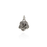 Golden Rose Pendant, 18K Gold Filled Plant Necklace, Rose Charm, Plant Pendant,  11x9mm