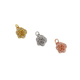 Golden Rose Pendant, 18K Gold Filled Plant Necklace, Rose Charm, Plant Pendant,  11x9mm