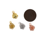 Golden Rose Pendant, 18K Gold Filled Plant Necklace, Rose Charm, Plant Pendant,  11x9mm