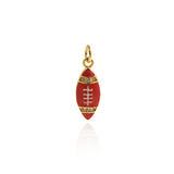 Exquisite 18K Gold Filled Enamel Rugby Pendant, Enamel Charm, Rugby Charm, 17x7mm