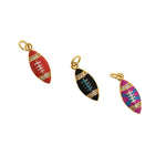 Exquisite 18K Gold Filled Enamel Rugby Pendant, Enamel Charm, Rugby Charm, 17x7mm