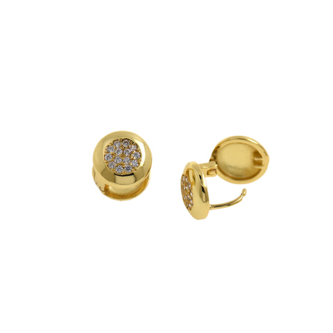 Minimalist Jewelry-Micropavé Round Earrings-DIY Jewelry Making  10.5x12mm