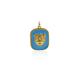 Enamel Lion Pendant,  Wild Animal Charm, Lion Charm, Enamel Charm  21x16mm