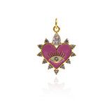 Heart-Shaped Enamel Evil Eye Pendant, Enamel Heart-Shaped Pendant, DIY Jewelry Making Accessories  23.5x19mm