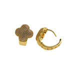 Micropavé Stud Four-leaf Clover Earrings-Gifts for Women   19x16mm