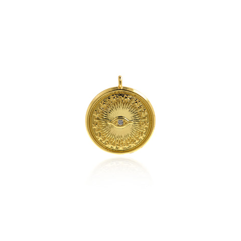 Minimalist Jewelry-Round Evil Eye Zircon Pendant-DIY Jewelry Making  17mm