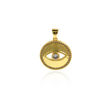 Minimalist Jewelry-Round Micropavé Evil Eye Pendant-DIY Jewelry Making  18.5mm