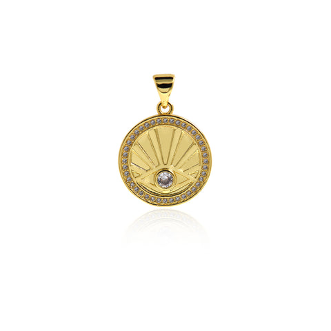 Individualism Jewelry-Round Micropavé Evil Eye Pendant-DIY Jewelry Making  17mm