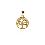 Exquisite Hollow Tree Pendant-Minimalist Round Zircon Stone Pendant-DIY Jewelry Making  17mm