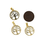 Exquisite Hollow Tree Pendant-Minimalist Round Zircon Stone Pendant-DIY Jewelry Making  17mm