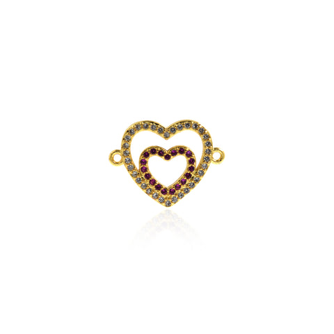 Exquisite Hollow Micropavé Heart Connector-DIY Jewelry Making  22x18mm