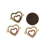 Exquisite Hollow Micropavé Heart Connector-DIY Jewelry Making  22x18mm