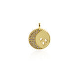 Exquisite Round Micropavé Moon Hollow Star Pendant-Personalized Jewellery Making    16.5mm