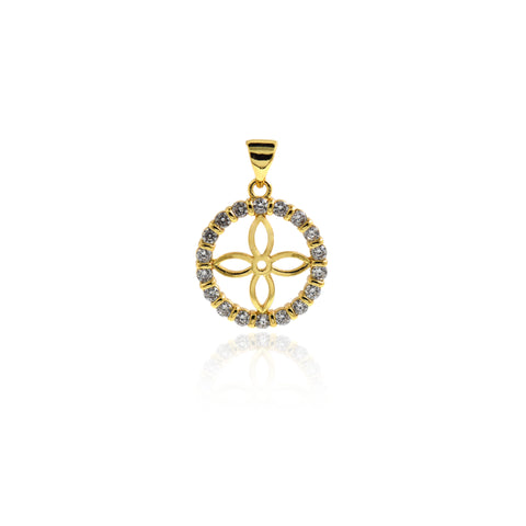 Exquisite Micropavé Round Hollow Cross Pendant-Personalized Jewellery Making  17mm