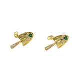 Brass Shovel Earring Charms With Zircons - Raw Brass Shovel Pendant - Jewelry Making Supplies   24.5x14mm