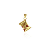 Shiny Gold Plated Enamel Sweet Candy Charm, Gold Sweet Charm, Heart with Candy Pendant, Enamel Candy Charm  19.5x15mm