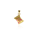 Shiny Gold Plated Enamel Sweet Candy Charm, Gold Sweet Charm, Heart with Candy Pendant, Enamel Candy Charm  19.5x15mm