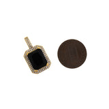 Balck Zircon Square Pendant Charm,CZ Pave Balck Pendant,18K  Plated Brass Jewelry Pendant Charm  25x14x7.5mm