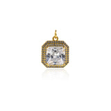 Square Pave Gold Pendant , Gifts For Her, Dainty Pendant  15.5x18mm