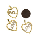 Personalized Jewelry Making-Micropavé LOVE Pendant-DIY Jewelry Making  26x23.5mm