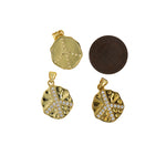 Peace Sign Charm, Gold Peace Sign, Peace Symbol, Pave Pendants, Gold Pendants  20x15.5mm