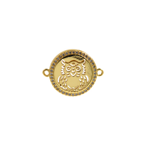 Owl Connector-Micro Pave Owl Charm-Animal Jewelry Making   18mm