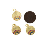 Exquisite Micro-Pave Rainbow Round Pendant,  DIY Jewelry Making Accessories  15mm