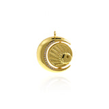 Fine 18K Gold Filled Moon Pendant, Moon Charm, Celestial Jewelry, DIY Jewelry Making  23mm