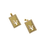 Minimalist Jewelry-Rectangular Hollow Tree Pendant-DIY Jewelry Making  25.5x16mm