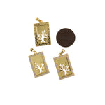 Minimalist Jewelry-Rectangular Hollow Tree Pendant-DIY Jewelry Making  25.5x16mm