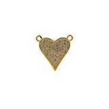 Minimalist Jewelry-Micropavé Heart Connector-DIY Jewelry Making  17x17mm