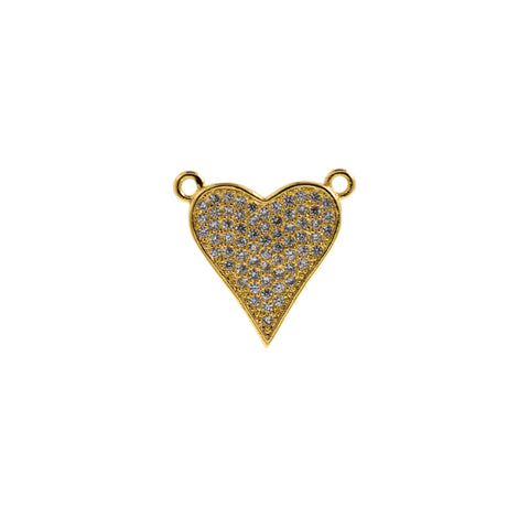 Minimalist Jewelry-Micropavé Heart Connector-DIY Jewelry Making  17x17mm