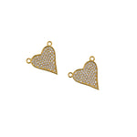 Minimalist Jewelry-Micropavé Heart Connector-DIY Jewelry Making  17x17mm