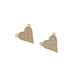 Minimalist Jewelry-Micropavé Heart Connector-DIY Jewelry Making  17x17mm