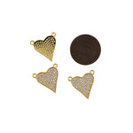 Minimalist Jewelry-Micropavé Heart Connector-DIY Jewelry Making  17x17mm