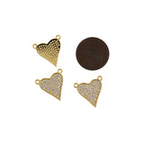 Minimalist Jewelry-Micropavé Heart Connector-DIY Jewelry Making  17x17mm
