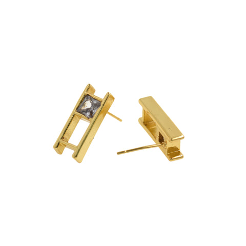 Individualism Jewelry-Rectangle Zircon Stud Earrings-DIY Jewelry Accessories  18x8mm