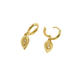 Individualism Jewelry-Leaf Eye Zircon Stud Earrings-DIY Jewelry Accessories  26x12mm