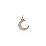 Minimalist Enamel Moon Pendant-Celestial Jewelry-Crescent Moon-Simple Moon  14x10.5mm