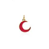 Minimalist Enamel Moon Pendant-Celestial Jewelry-Crescent Moon-Simple Moon  14x10.5mm