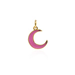 Minimalist Enamel Moon Pendant-Celestial Jewelry-Crescent Moon-Simple Moon  14x10.5mm