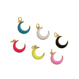 Minimalist Enamel Moon Pendant-Celestial Jewelry-Crescent Moon-Simple Moon  14x10.5mm